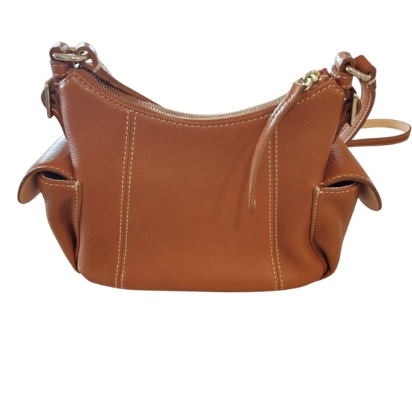 Dooney & Bourke Cognac Brown Pebbled Leather Crossbody Satchel Bag - Picture 4 of 17